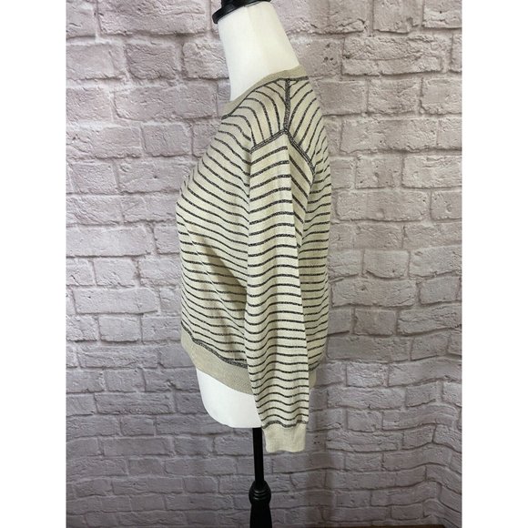 J Crew XS Merino Wool Metallic Striped Long Sleeve Sweater Stretchy Soft 9102 - Picture 4 of 7